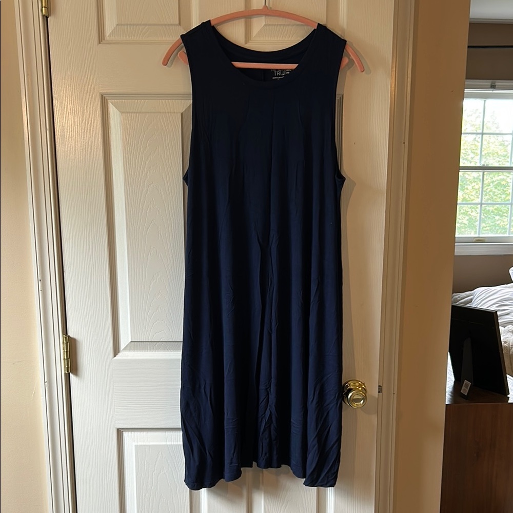 Time and Tru Blue Sleeveless Crew Neck Sundress
